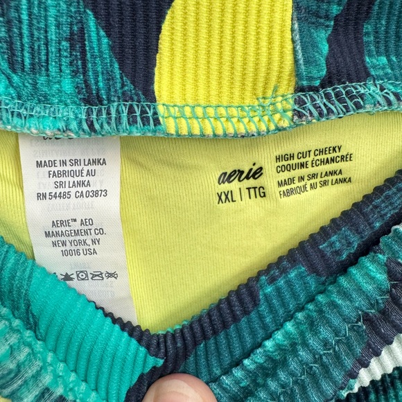 Aerie High Cut Ribbed Tropical Swimsuit Bikini Bottoms Size XXL - Picture 3 of 5